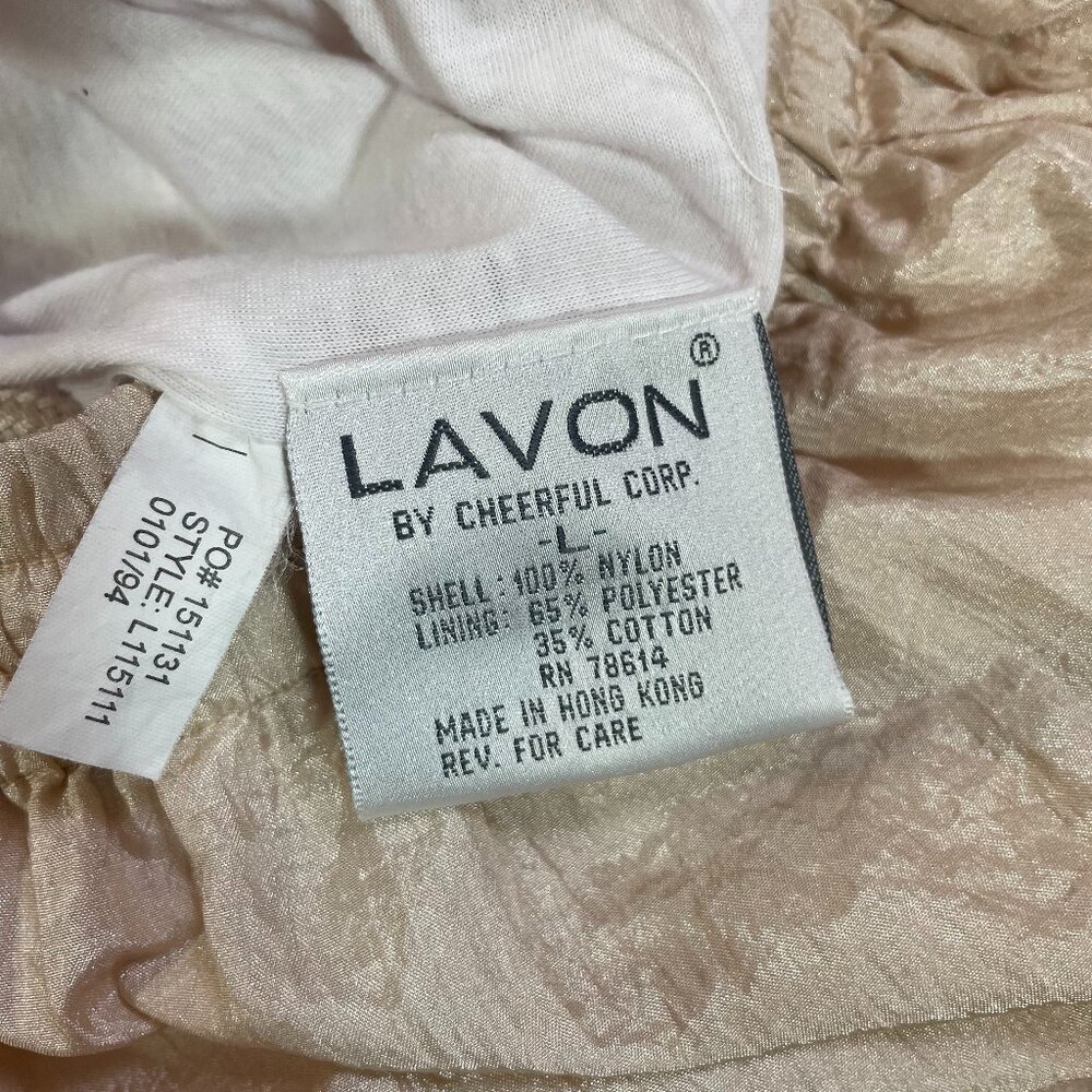 Vintage 90s Lavon Track Pants Shimmer Metallic Gold Tan Nylon Size L - Picture 13 of 14